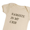 'Namaste in My Crib' onesie close up