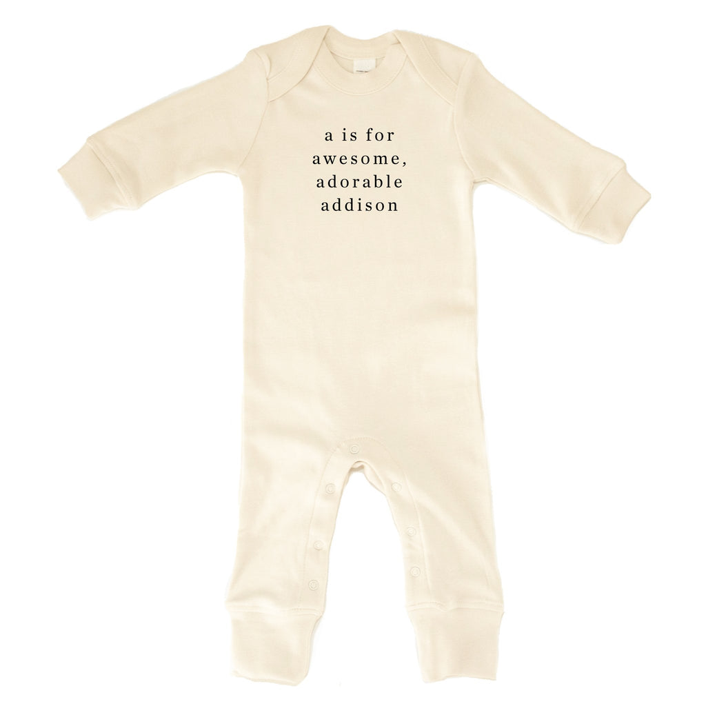 'N is for Name' Long Sleeve Romper - 100% organic